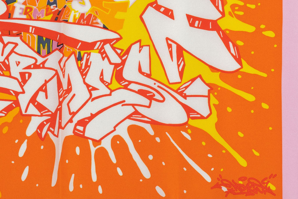 Hermes NIB Orange Graffiti Silk Gavroche