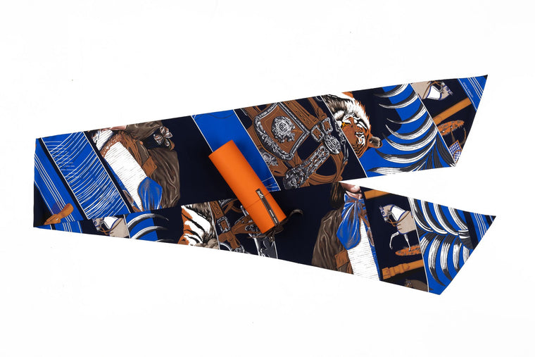 Hermès Black Blue Maxi Twilly