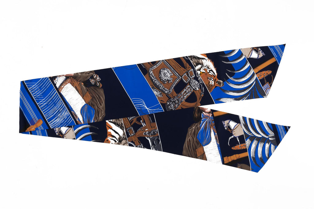 Hermès Black Blue Maxi Twilly