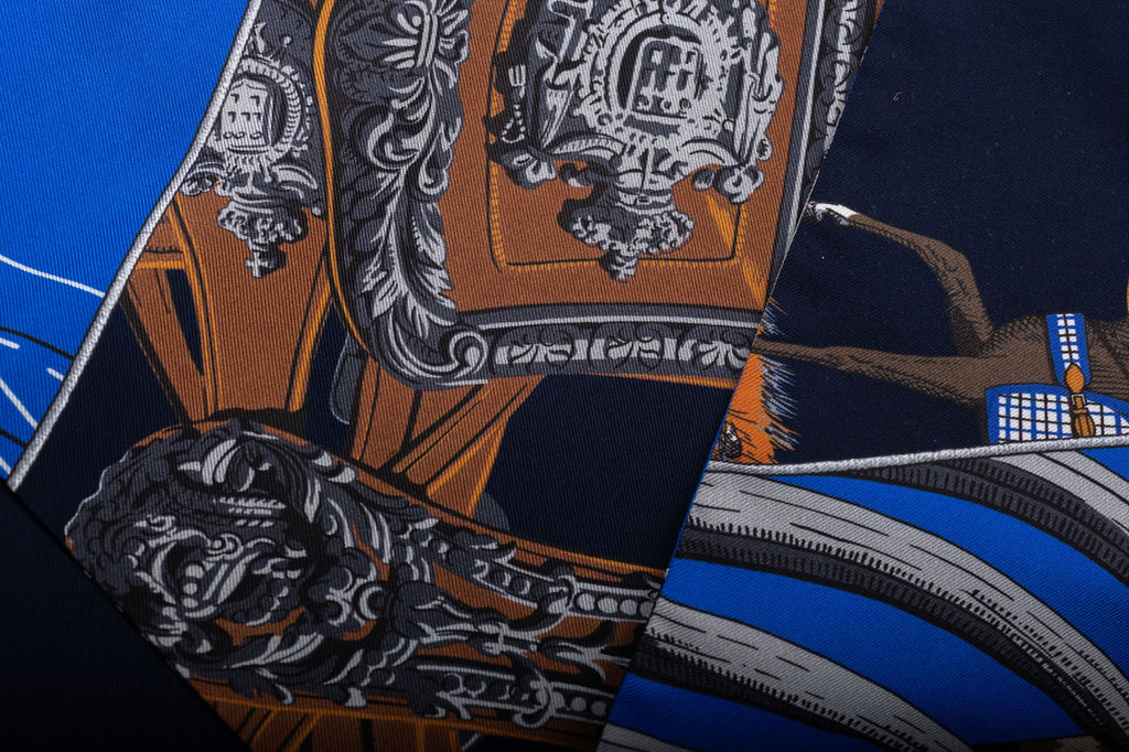 Hermès Black Blue Maxi Twilly