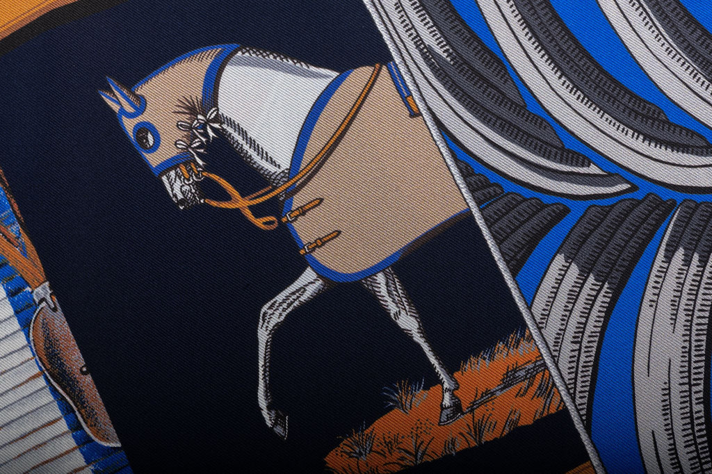 Hermès Black Blue Maxi Twilly