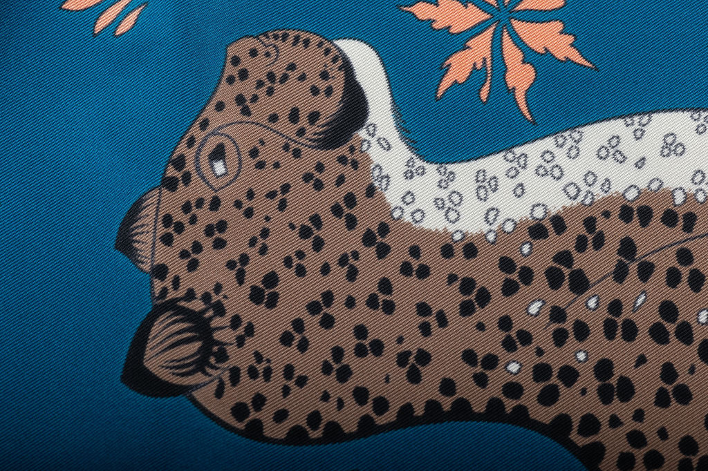 Hermès Blue Guepards Silk Stole