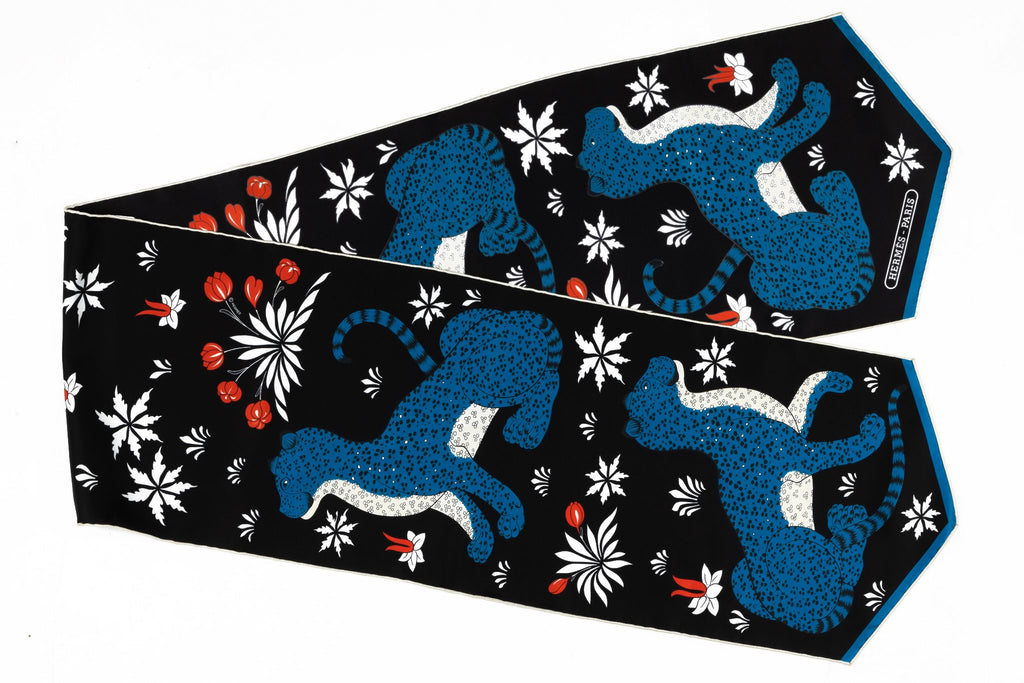 Hermès Black Guepards Silk Stole