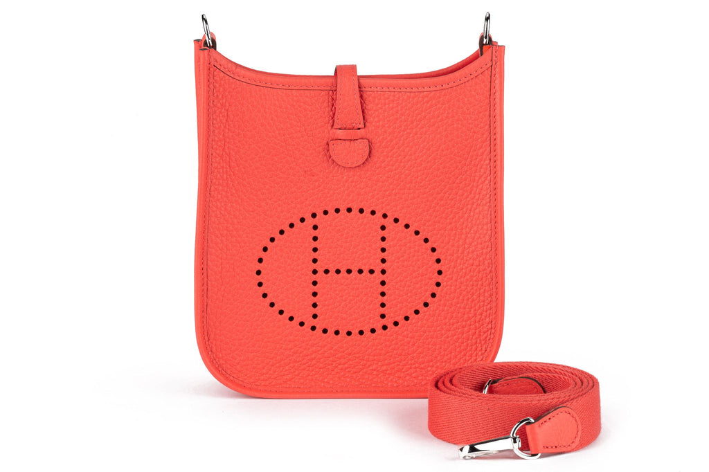 Hermès BNIB Rouge Pivoine Mini Evelyne