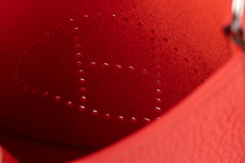 Hermès BNIB Rouge Pivoine Mini Evelyne