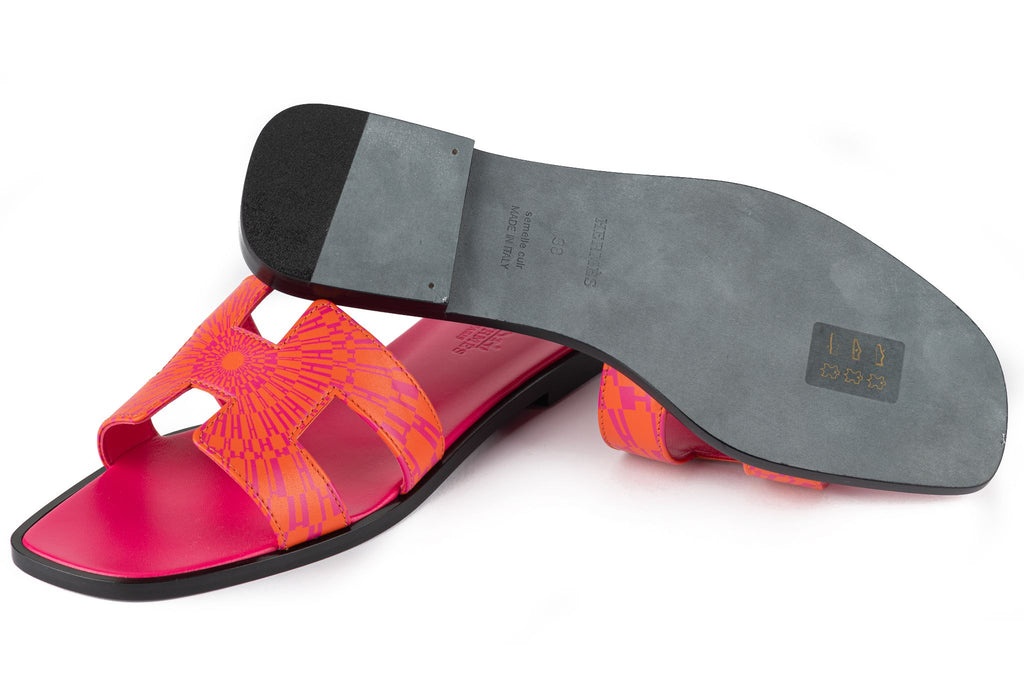 Hermes BNIB Lim Ed Orange Oran Sandals