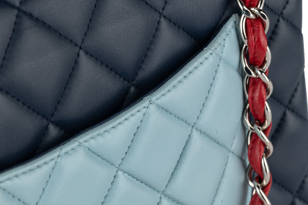 Chanel Tricolor Lamb Jumbo Double Flap