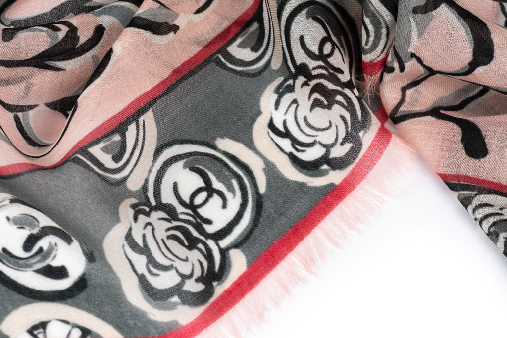 Chanel New Pink Camellia Cashmere Shawl