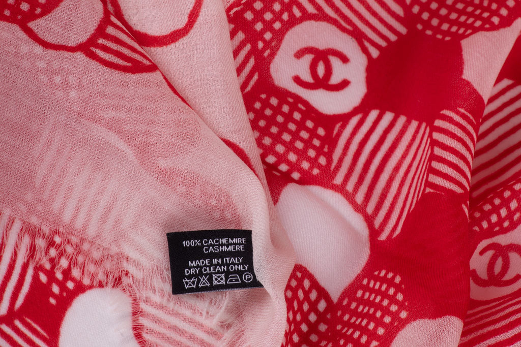 Chanel New Red White Camellia Shawl