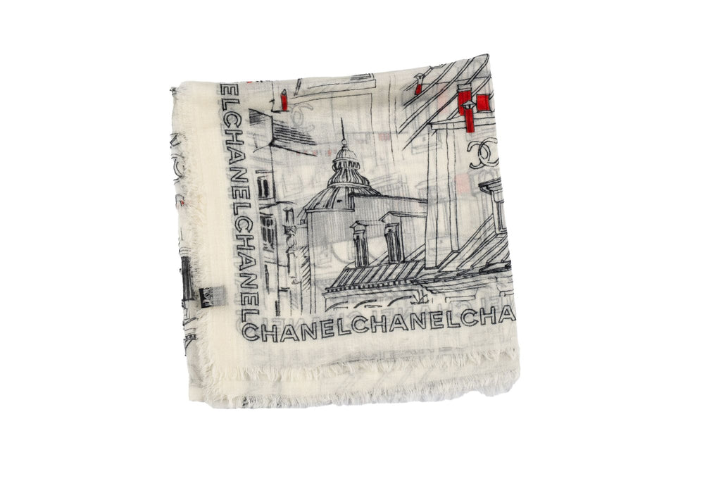 Chanel New White Roofs Cashmere Shawl