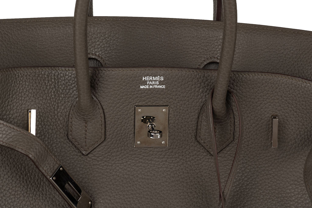 Hermès Birkin 35 Etain Clemence Leather