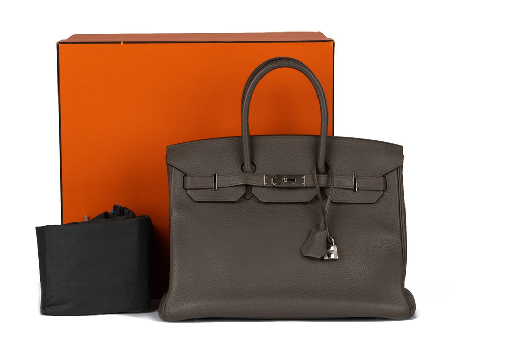 Hermès Birkin 35 Etain Clemence Leather