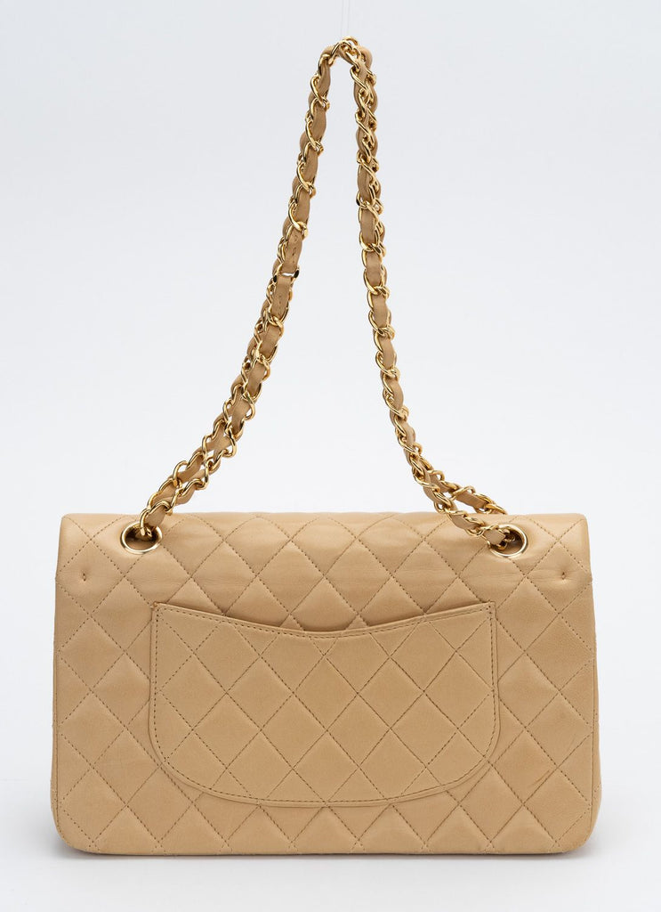 Chanel 10" beige Lambskin Double Flap