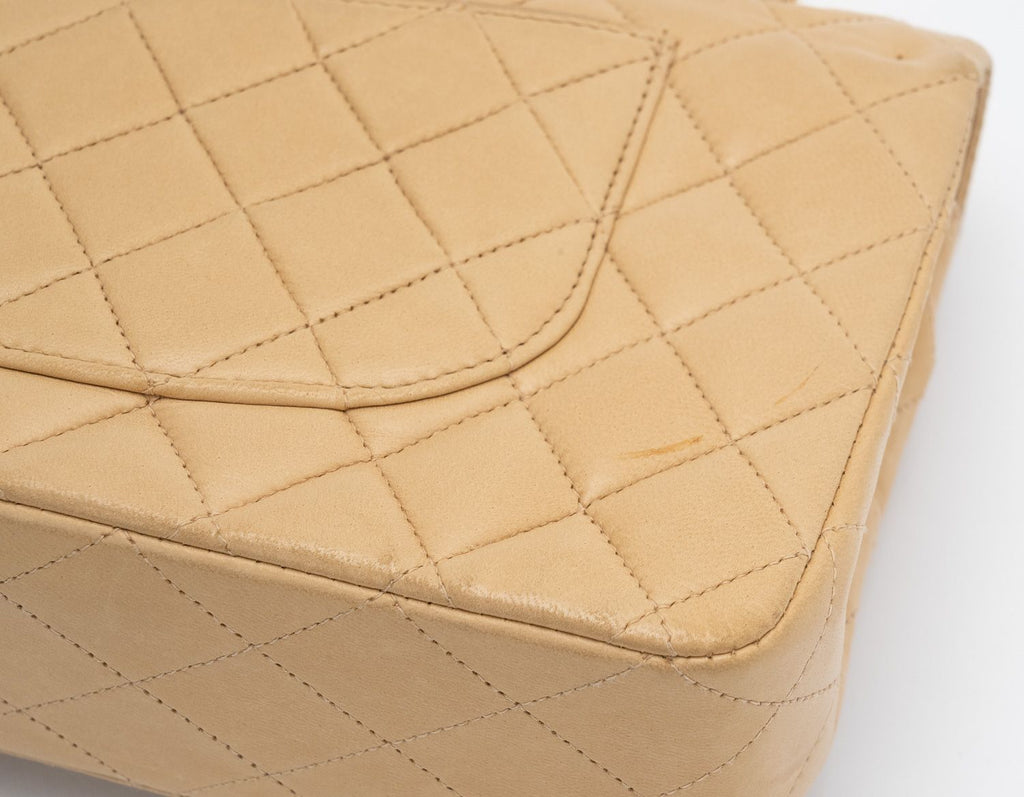 Chanel 10" beige Lambskin Double Flap