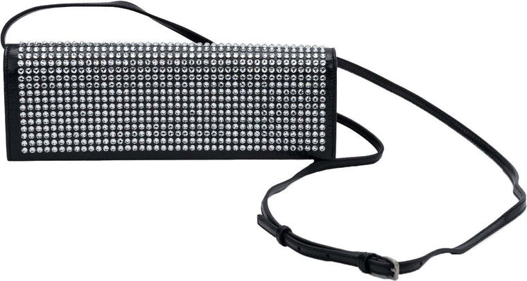 YSL Black Leather Studded Crystal Bag