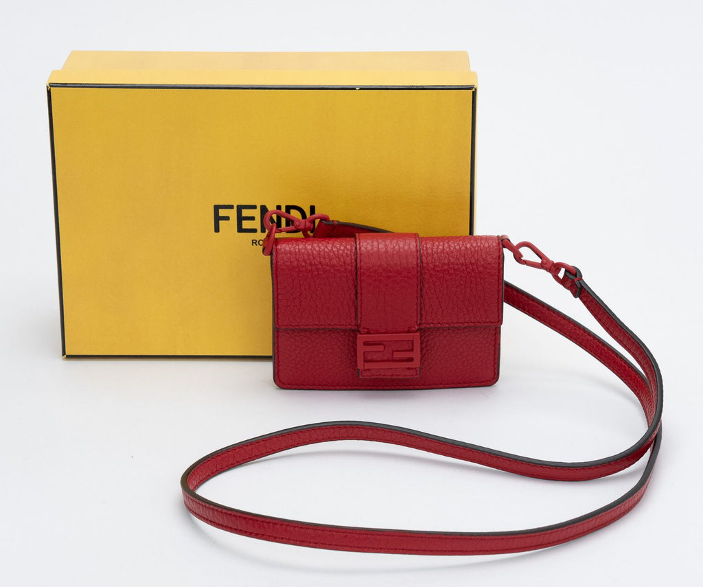 Fendi NIB Red Micro Baguette