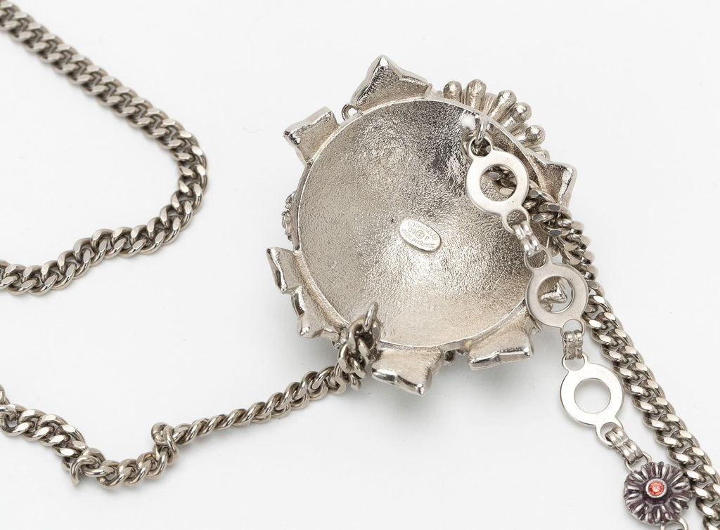 Chanel Flowers Silver Enamel Necklace