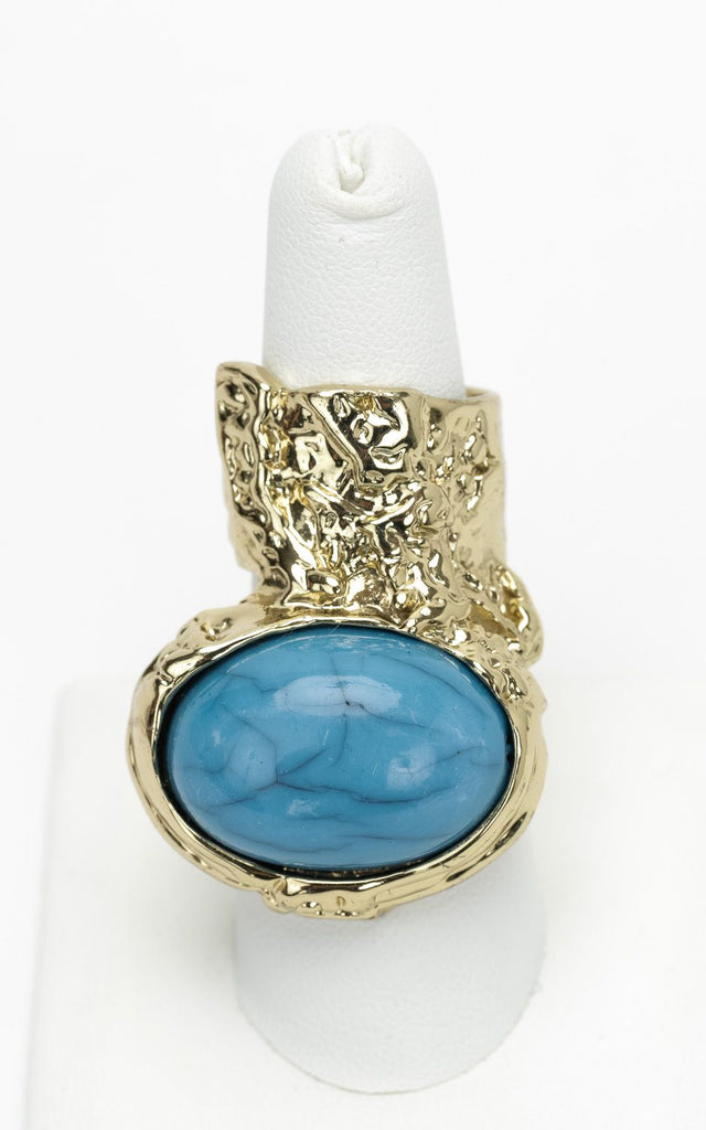 YSL Ring Gold Turquoise Light Gold