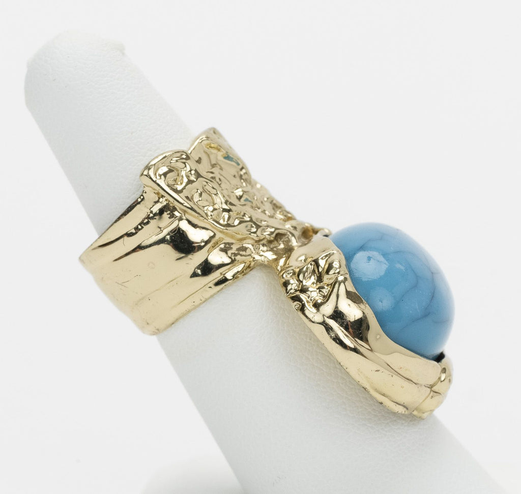 YSL Ring Gold Turquoise Light Gold