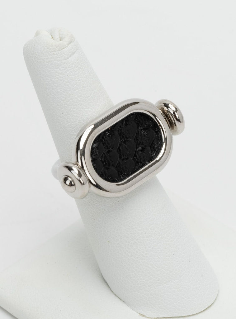 Hermes Sterling Silver Palladium Ring