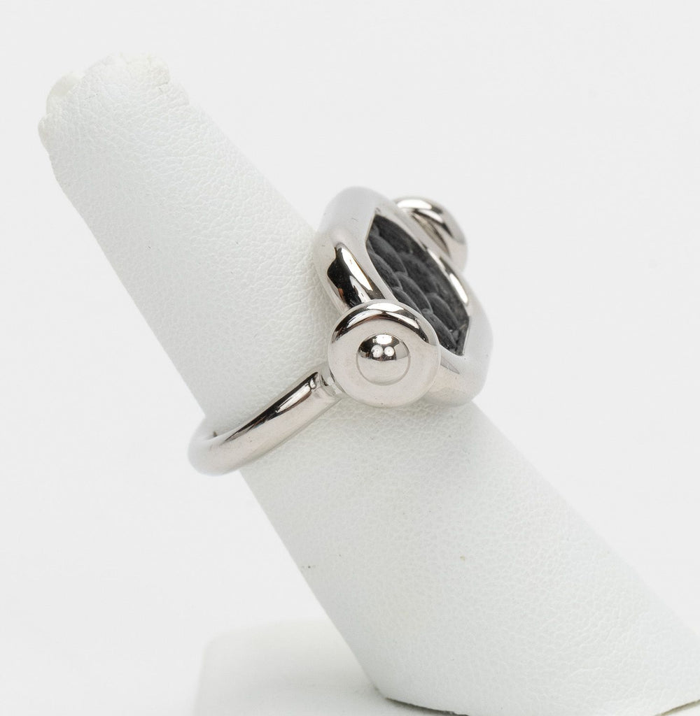 Hermes Sterling Silver Palladium Ring