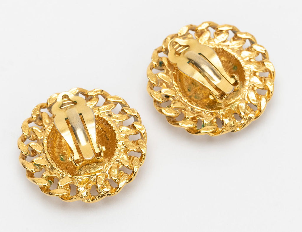 Chanel Vintage Quilted Earrings Gold