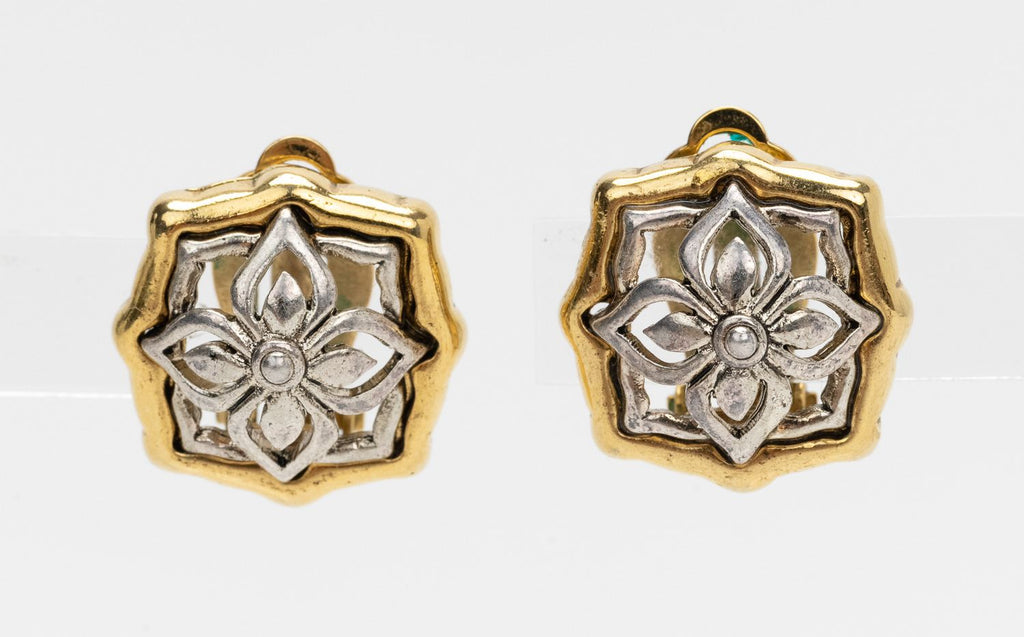 Oscar de La Renta Flower Clip Earrings