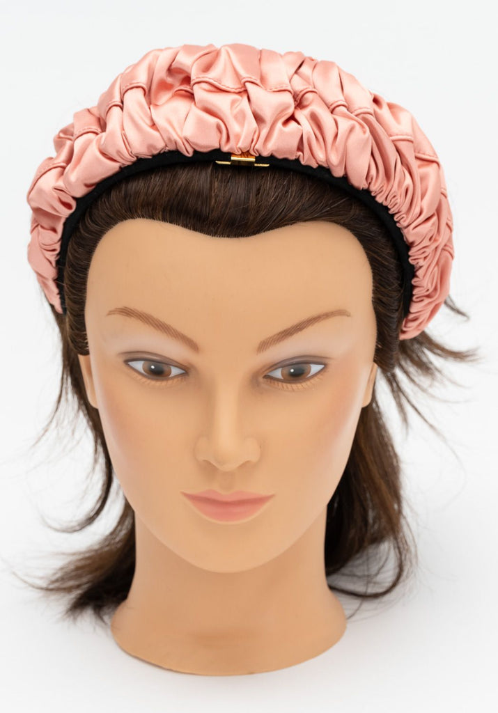 Fendi New Silk Rouched Hairband Rose