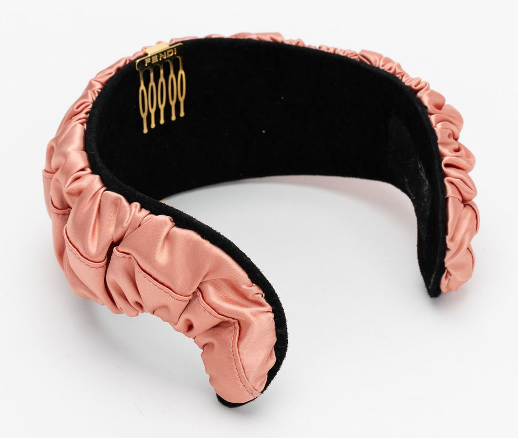 Fendi New Silk Rouched Hairband Rose