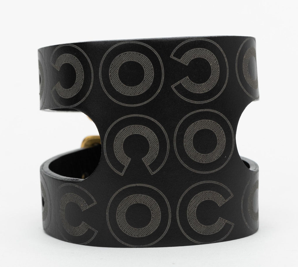 Chanel Brown Embossed Leather Bracelet