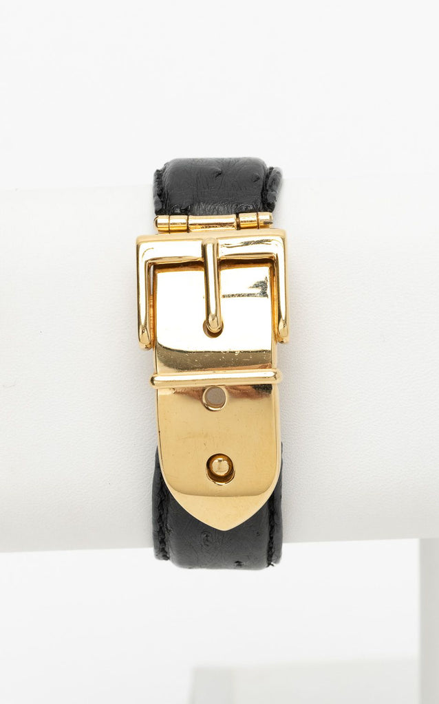 Gucci Ostrich Buckle Hinge Cuff Bracelet