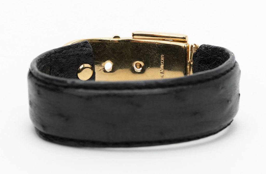 Gucci Ostrich Buckle Hinge Cuff Bracelet
