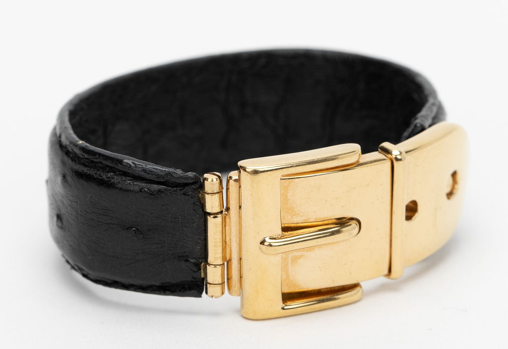 Gucci Ostrich Buckle Hinge Cuff Bracelet