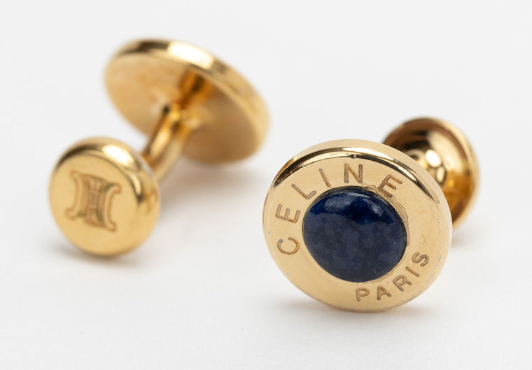 Celine Gold Plated/Blue Cufflinks