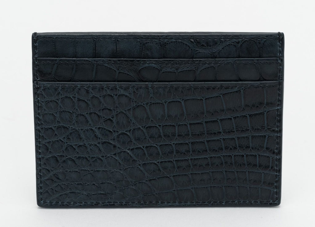 YSL NIB Card Case Petroleum Croc