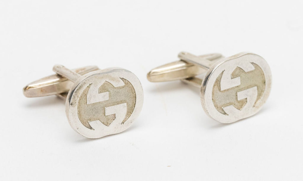 Gucci Sterling Silver Logo Cufflinks