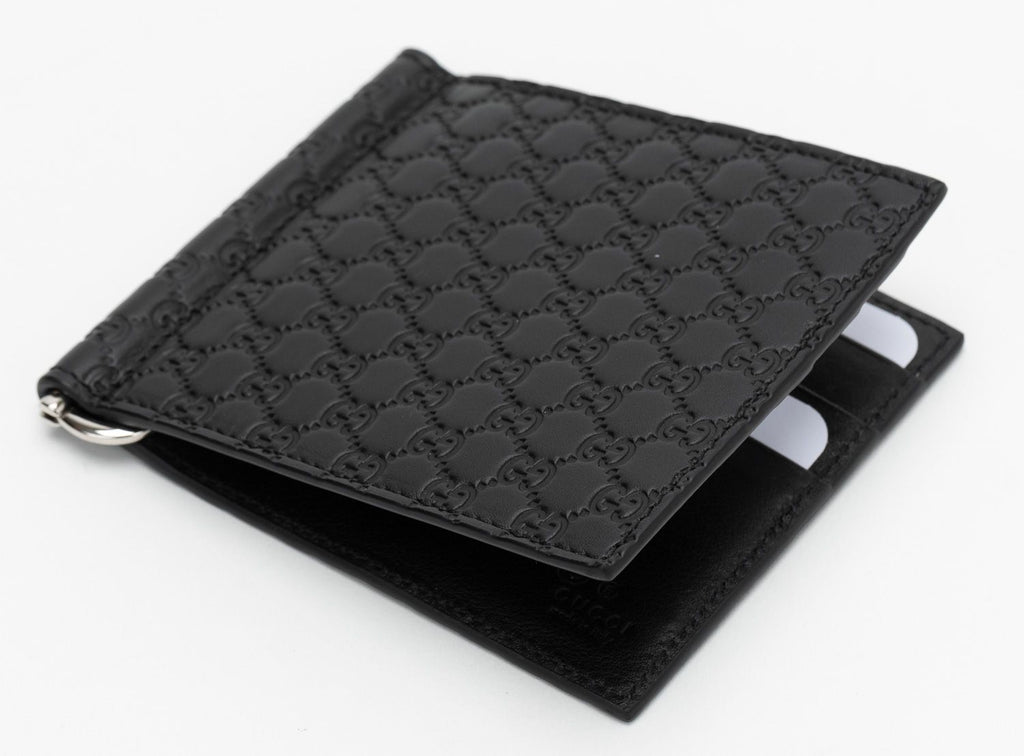 Gucci NIB Black Monogram Wallet W/Clip