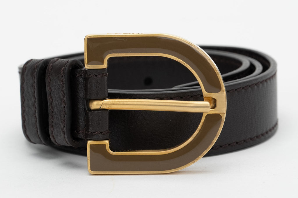 Fendi New Brown Leather Belt 83 cm