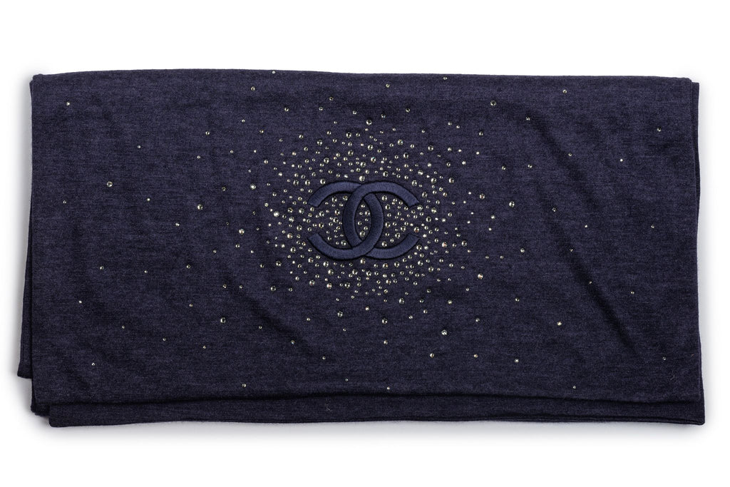 Chanel New Cashmere Navy Glitter Stole