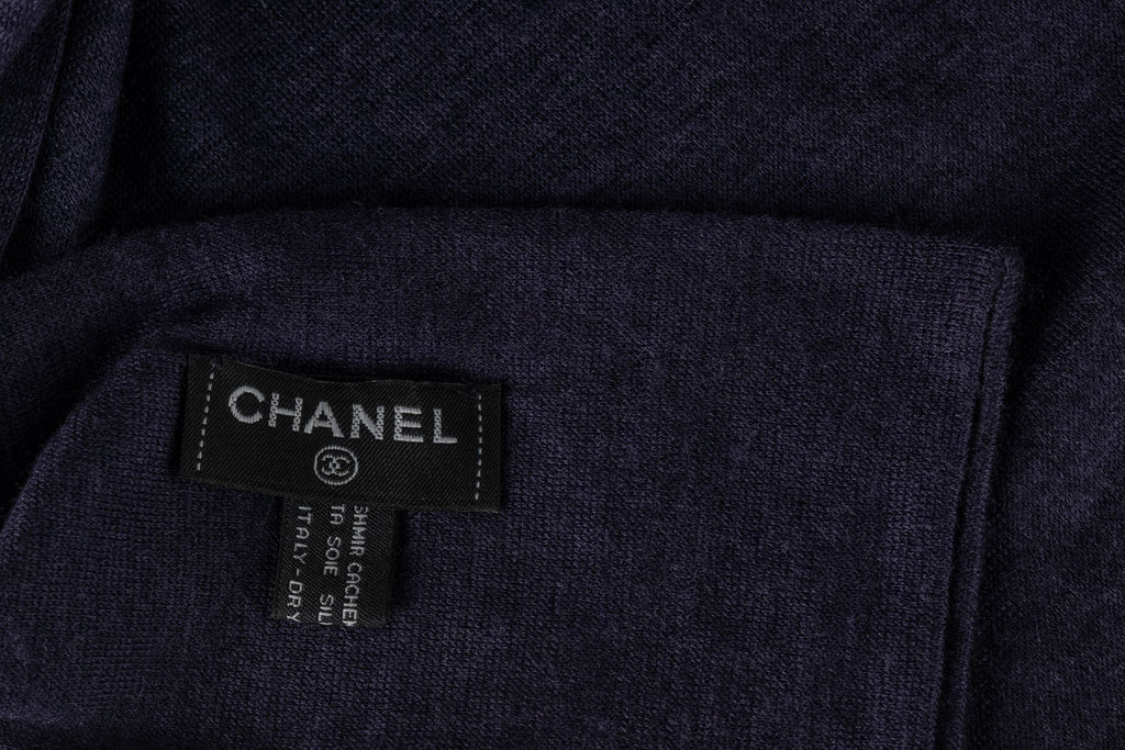 Chanel New Cashmere Navy Glitter Stole
