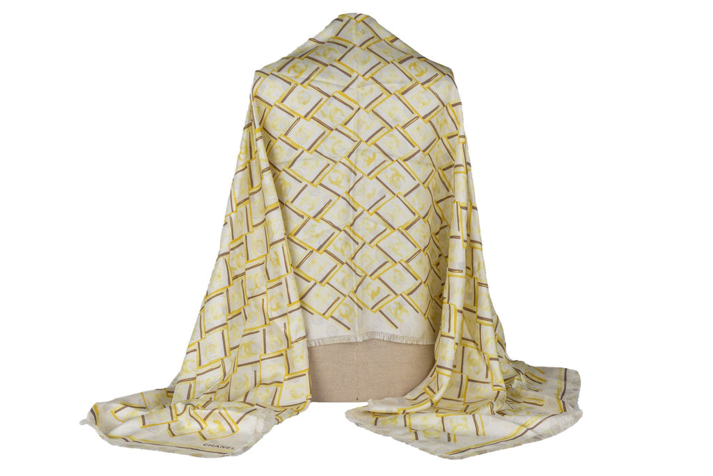 Chanel New Beach Silk Shawl Yellow
