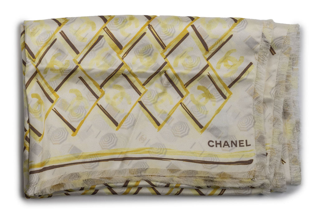 Chanel New Beach Silk Shawl Yellow