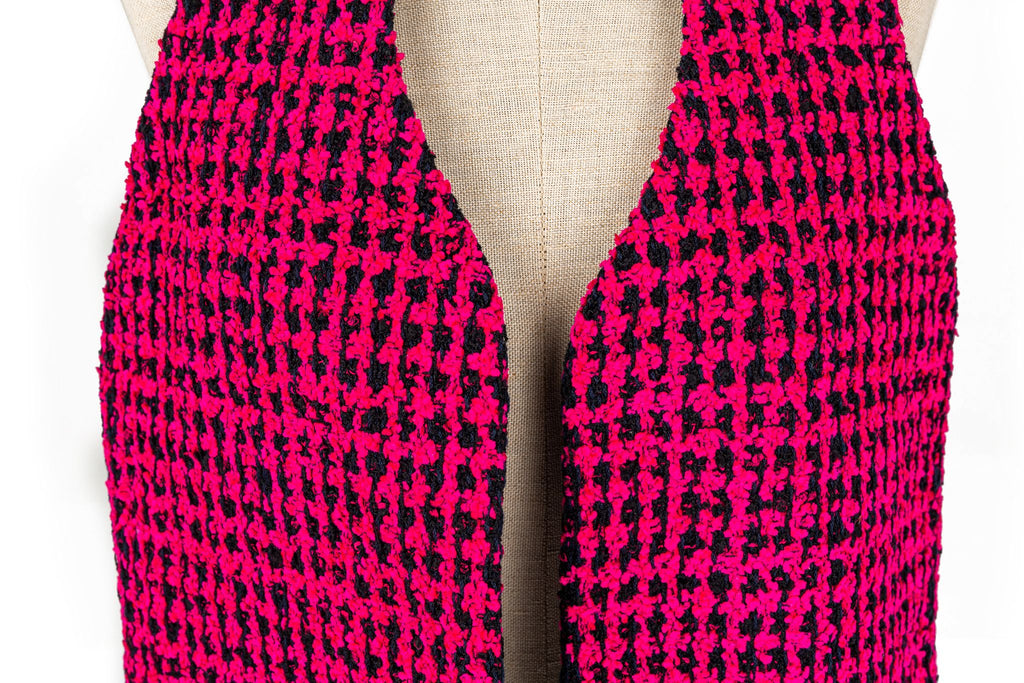 Chanel Fuchsia Tweed Leather Scarf
