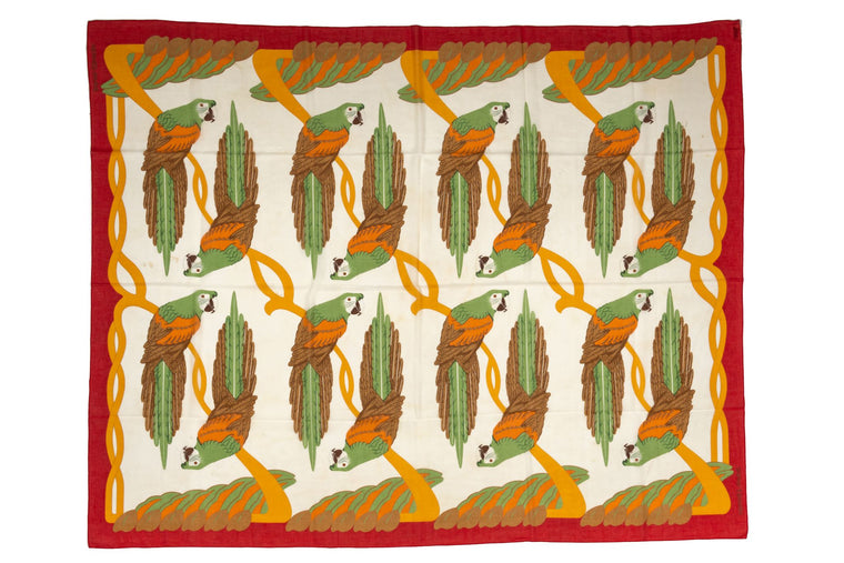 Hermès Green Parrots Cotton Sarong