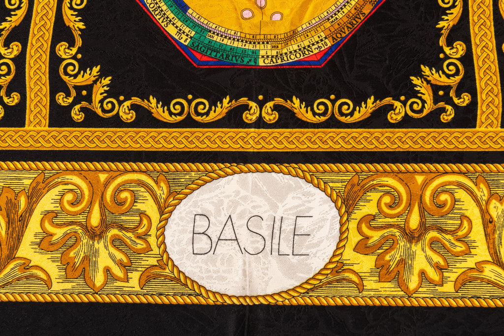 Basile Medallions Black Silk Scarf