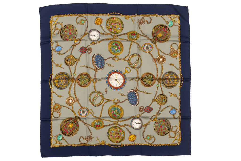 Gucci Vintage Clock Silk Scarf