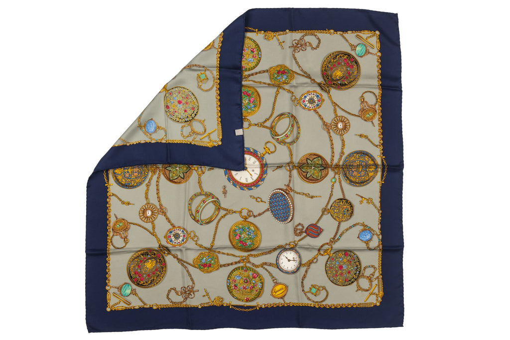 Gucci Vintage Clock Silk Scarf