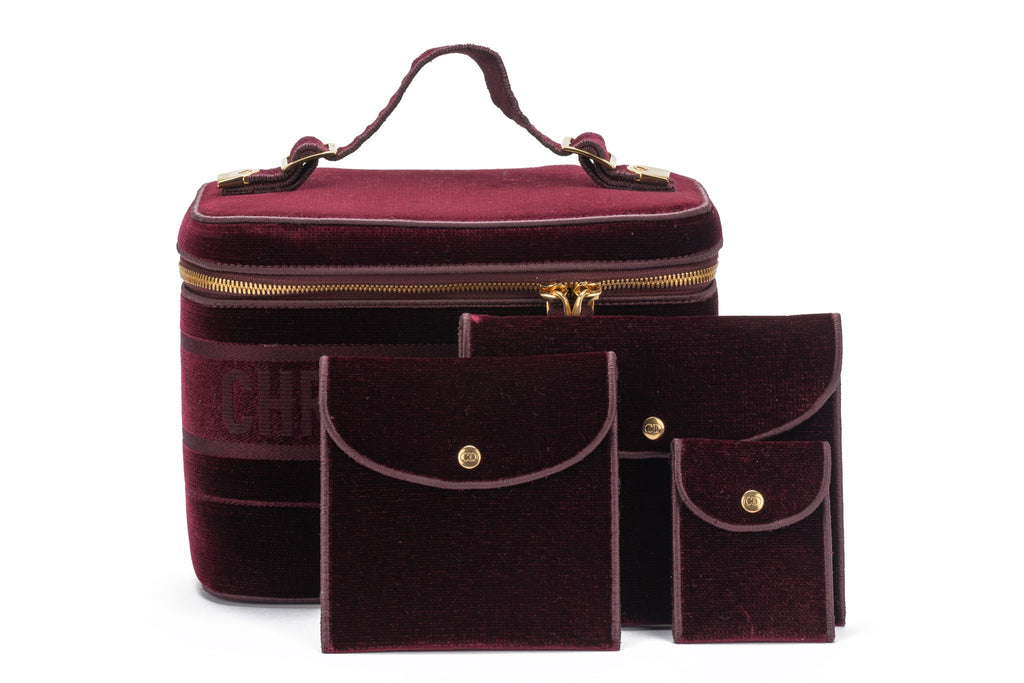 Dior New Travel Velvet Bag Burgundy