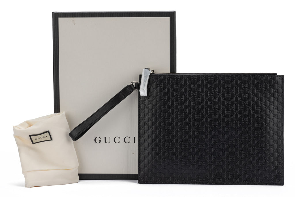 Gucci GG Logo Black Clutch NIB