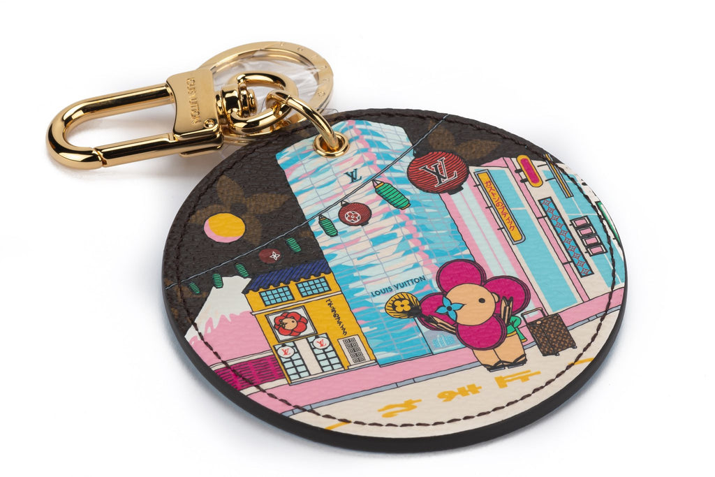 Vuitton Ginza Xmas 22 Key Ring Gold Blue